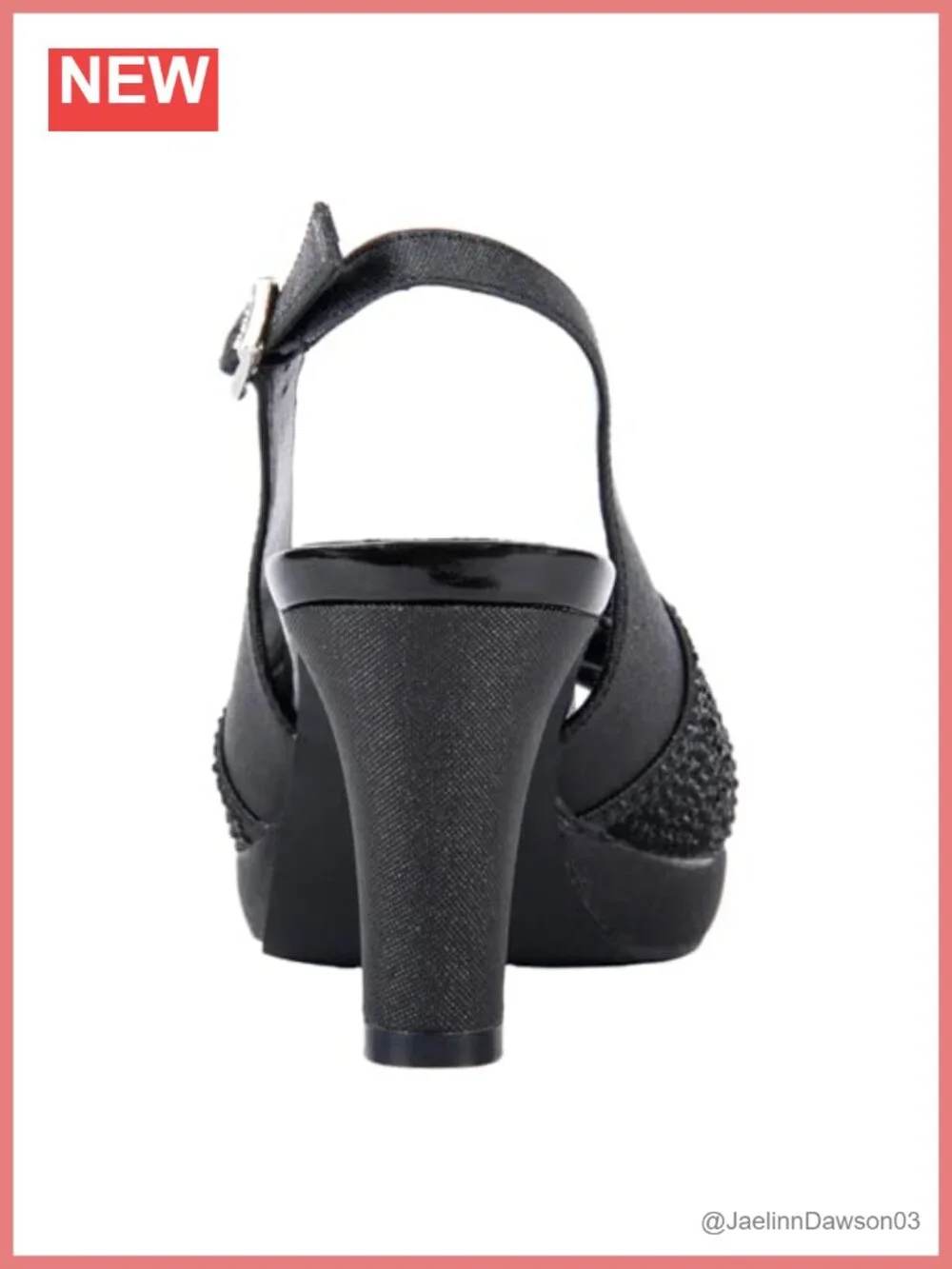 Slingback Mid Heel Platform Rhinestone Sandals Peep Toe Sparkly